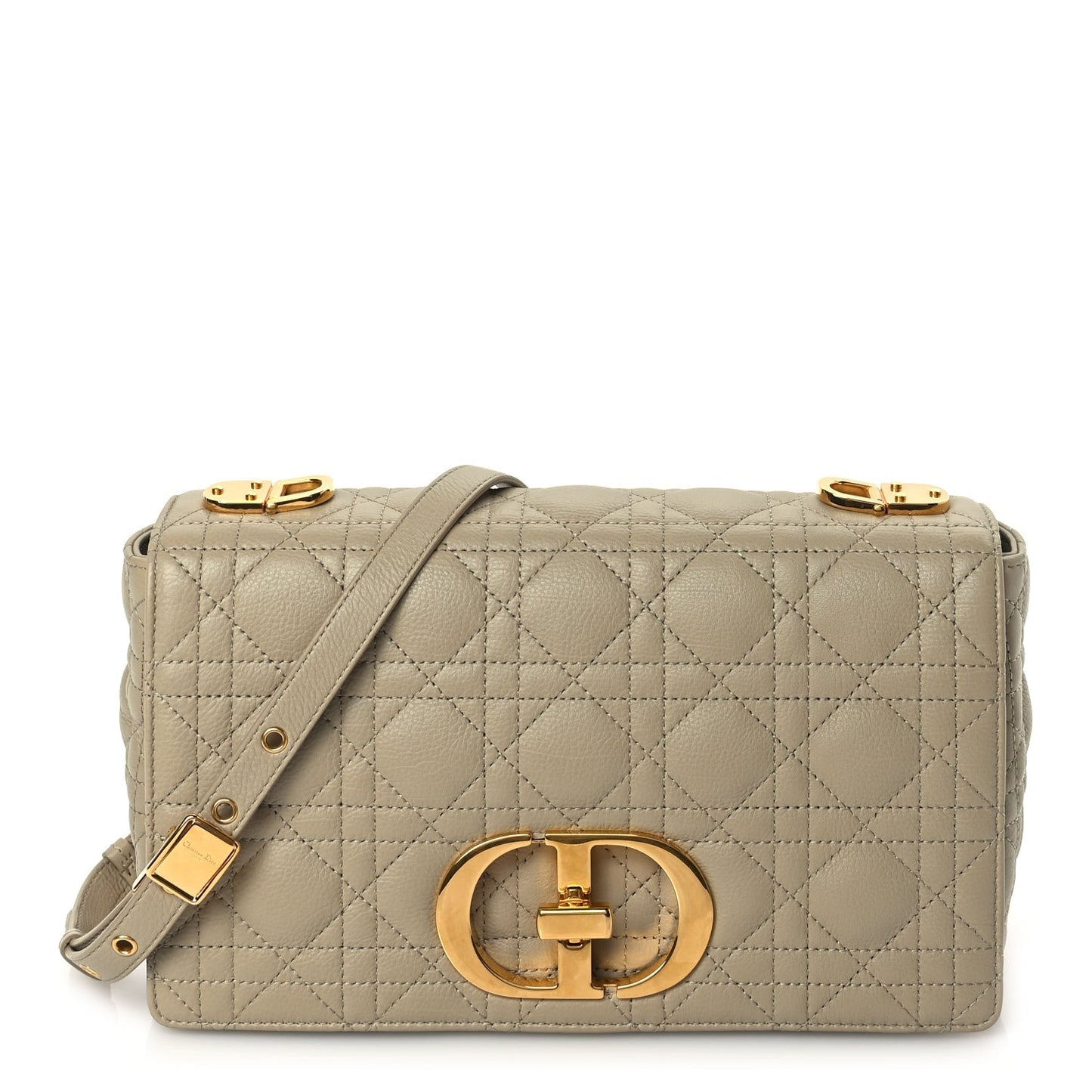 Christian Dior Supple Calfskin Cannage Medium Caro Bag Beige