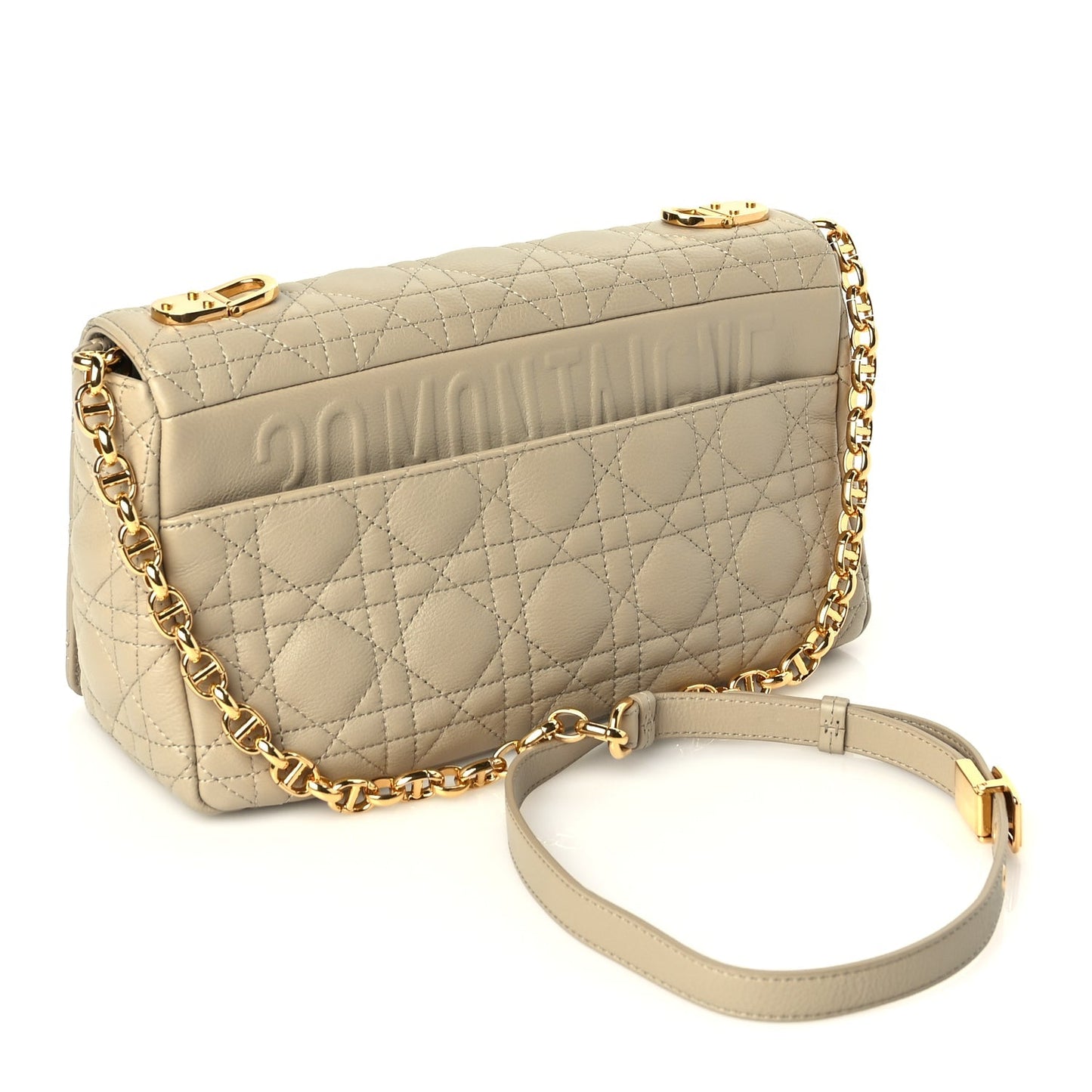 Christian Dior Supple Calfskin Cannage Medium Caro Bag Beige