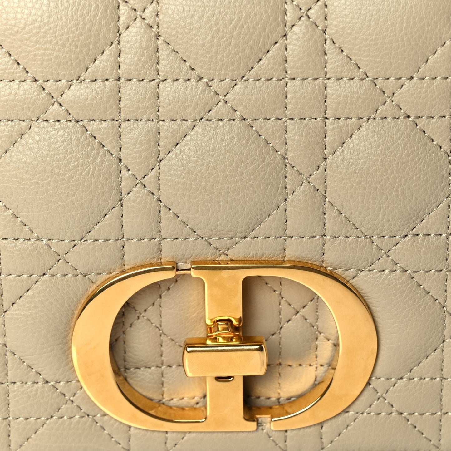 Christian Dior Supple Calfskin Cannage Medium Caro Bag Beige
