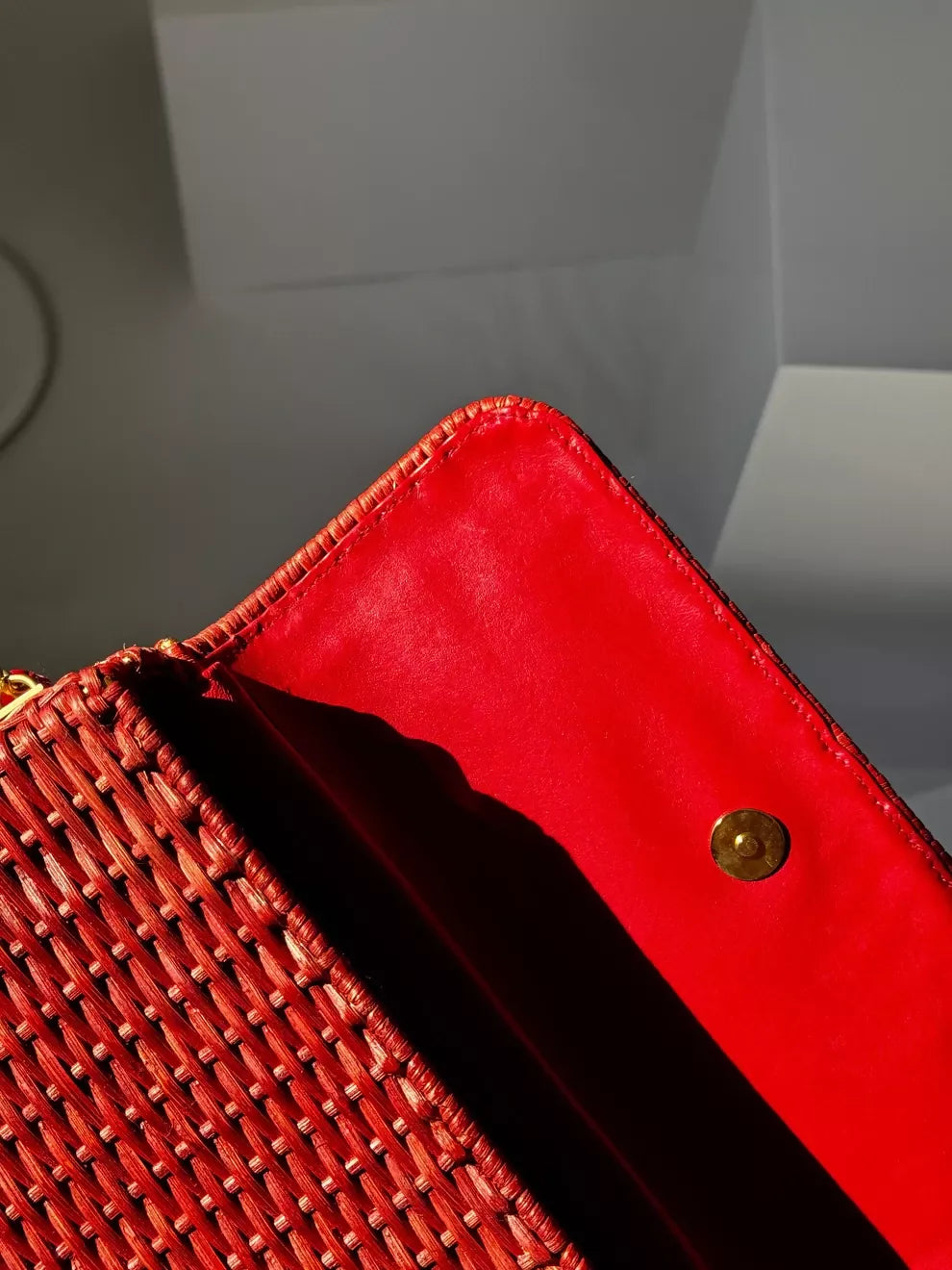 Chanel  2001 Red Wicker Shoulder Bag