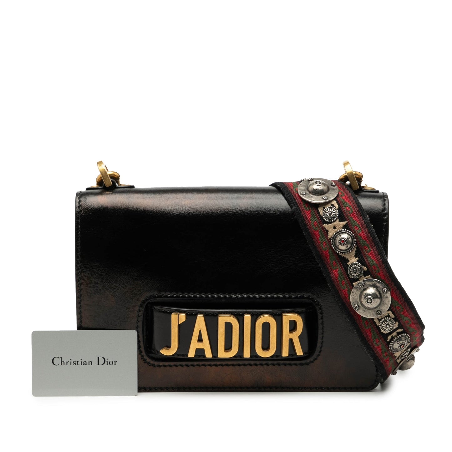 Black Dior Leather JAdior Chain Flap Shoulder Bag
