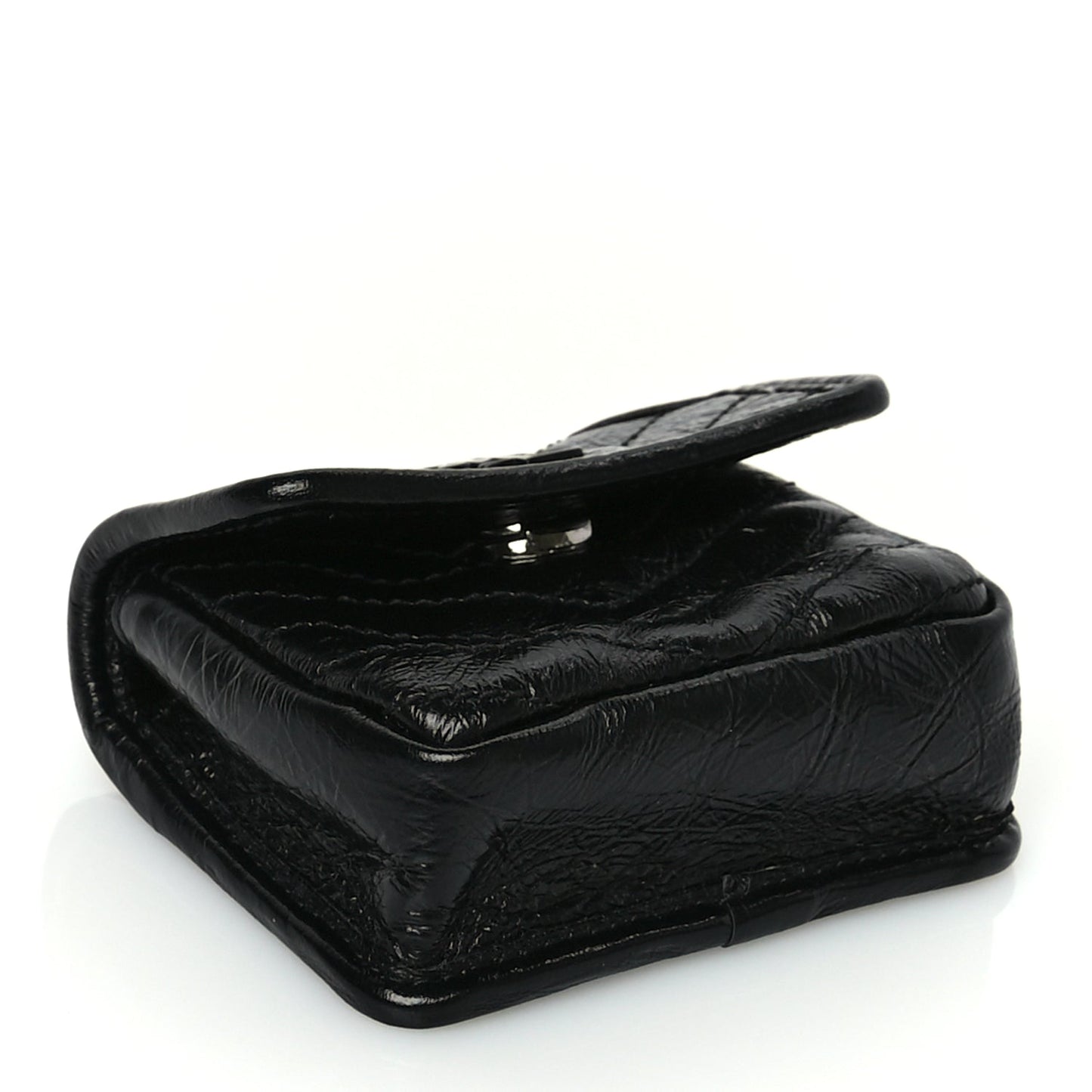 Saint Laurent Crinkled Calfskin Matelasse Monogram Niki Airpods Holder Micro Bag Black
