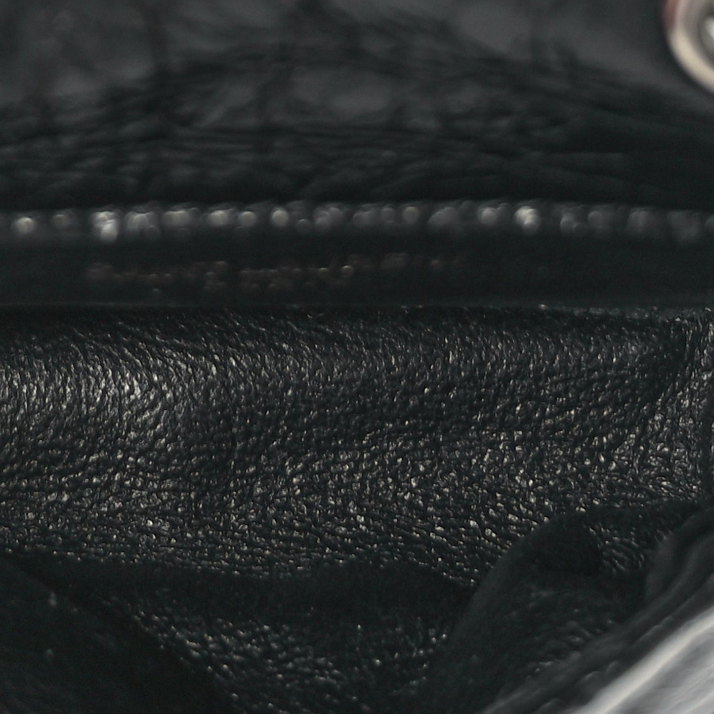 Saint Laurent Crinkled Calfskin Matelasse Monogram Niki Airpods Holder Micro Bag Black
