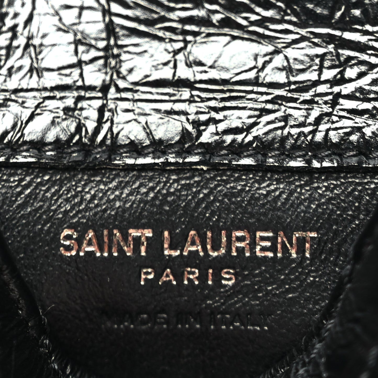 Saint Laurent Crinkled Calfskin Matelasse Monogram Niki Airpods Holder Micro Bag Black