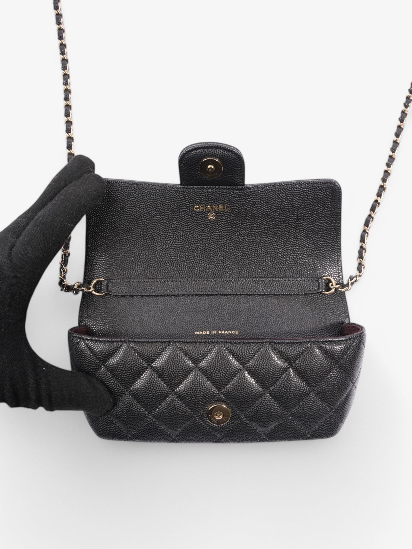 Chanel Glasses Case on chain Black Caviar Leather