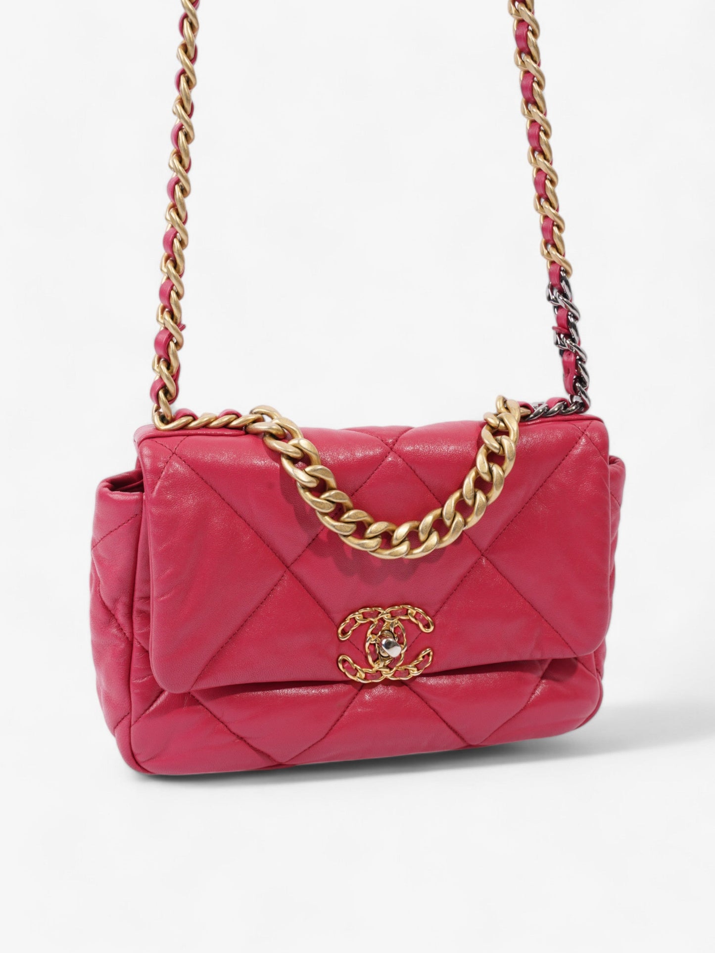 Chanel 19 Flap Hot Pink Lambskin Leather Medium