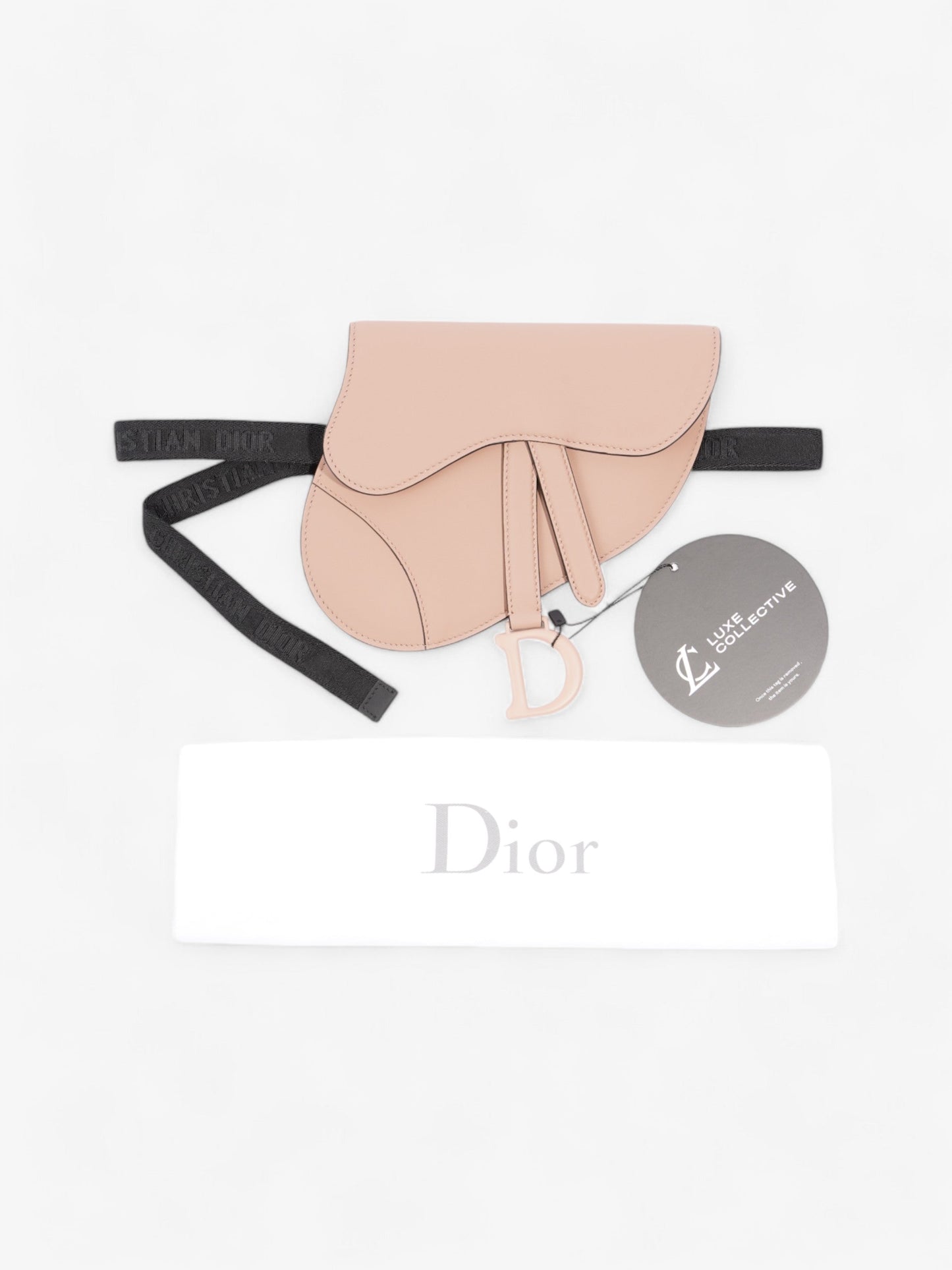 Christian Dior Saddle Pouch Pink Nude Calfskin Leather