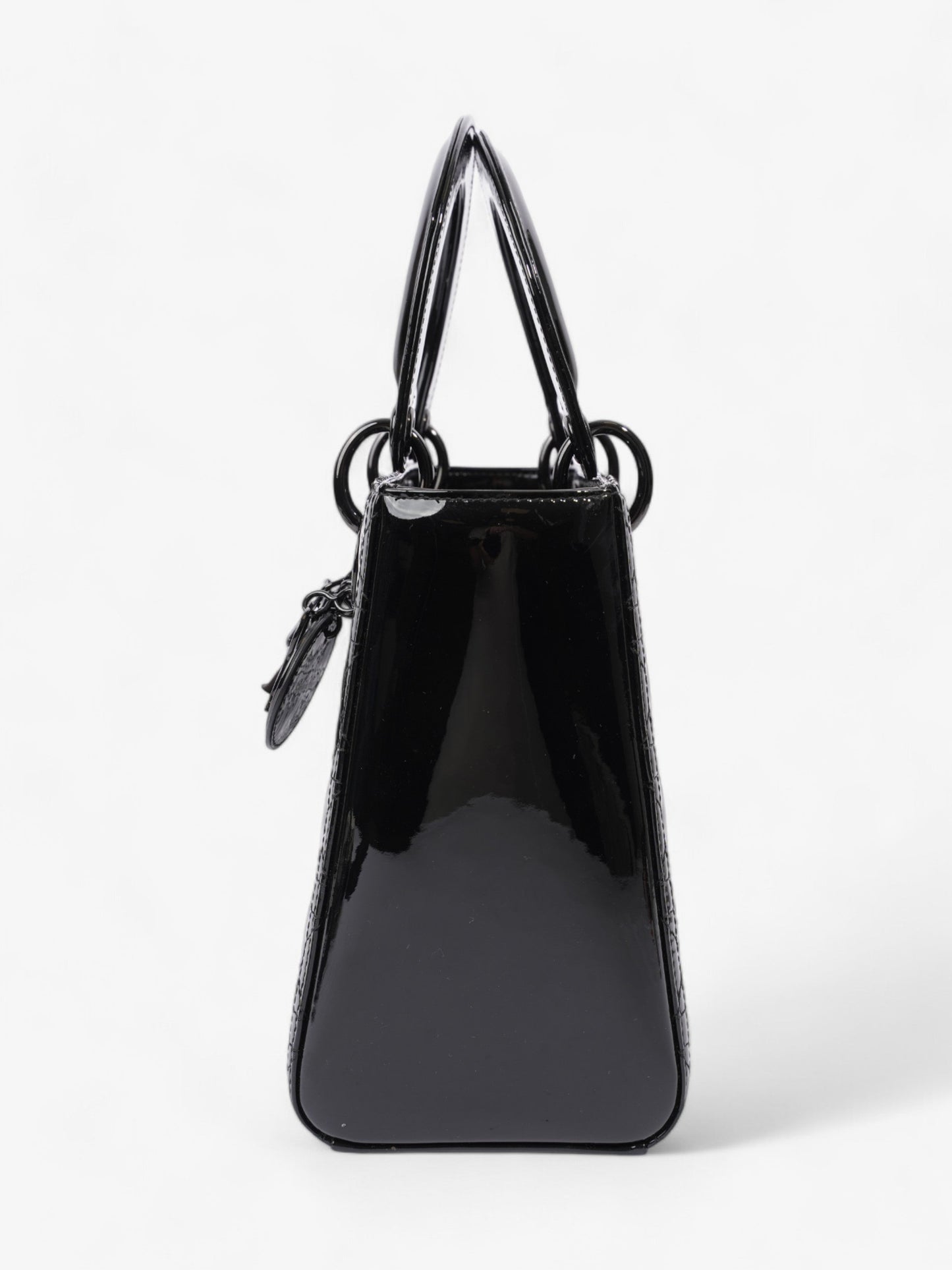 Christian Dior Lady Dior Black Patent Leather Medium