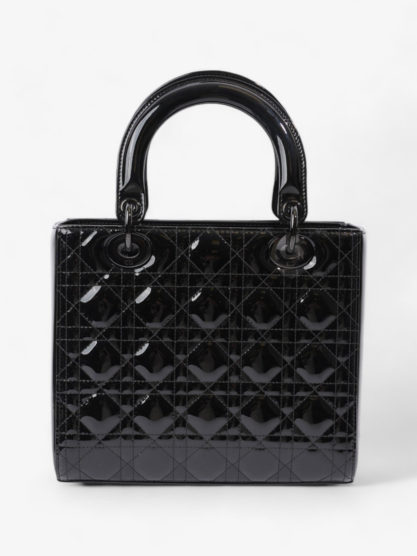 Christian Dior Lady Dior Black Patent Leather Medium