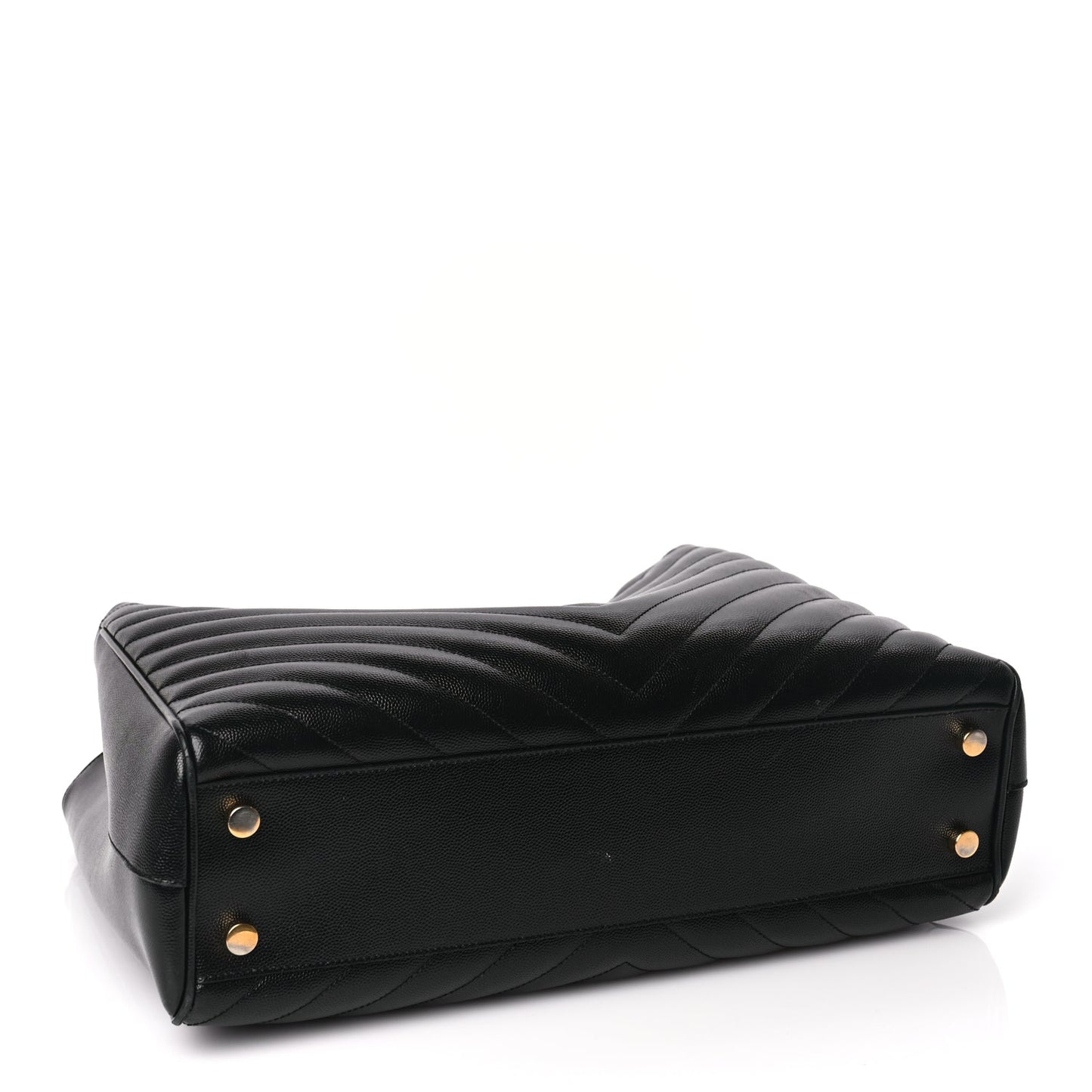 Saint Laurent Grain De Poudre Matelasse Chevron Monogram Shopping Bag Black