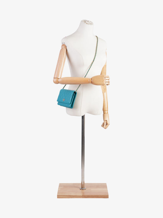 Chanel Classic Wallet on Chain Turquoise Blue  Lambskin Leather