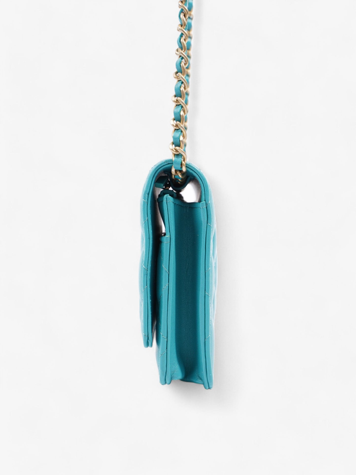 Chanel Classic Wallet on Chain Turquoise Blue  Lambskin Leather