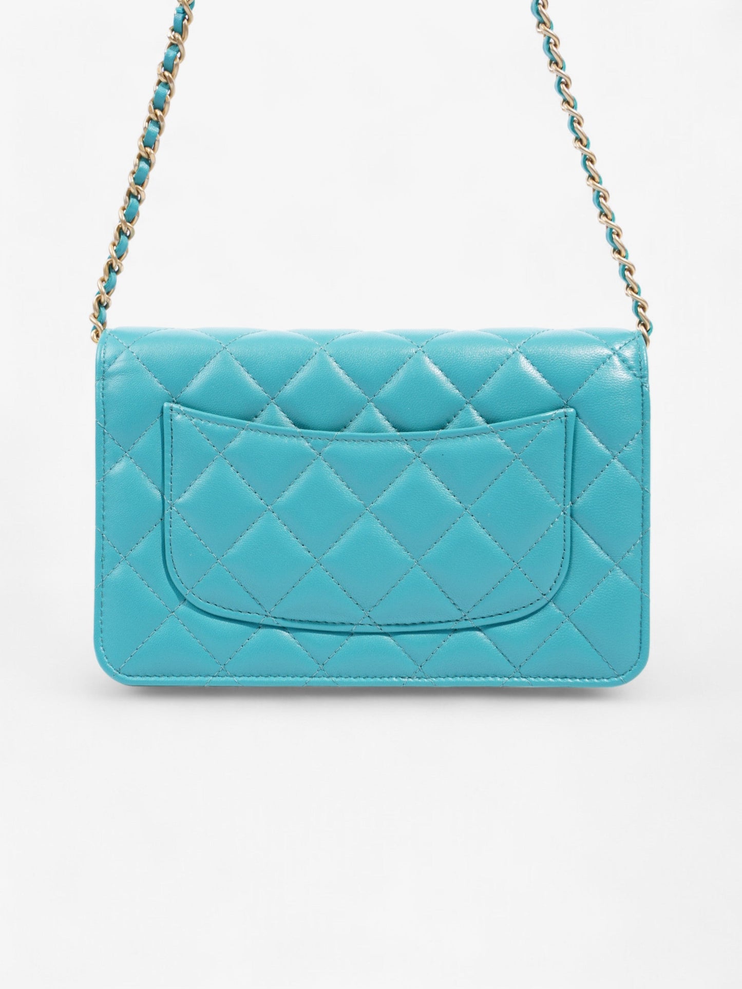 Chanel Classic Wallet on Chain Turquoise Blue  Lambskin Leather