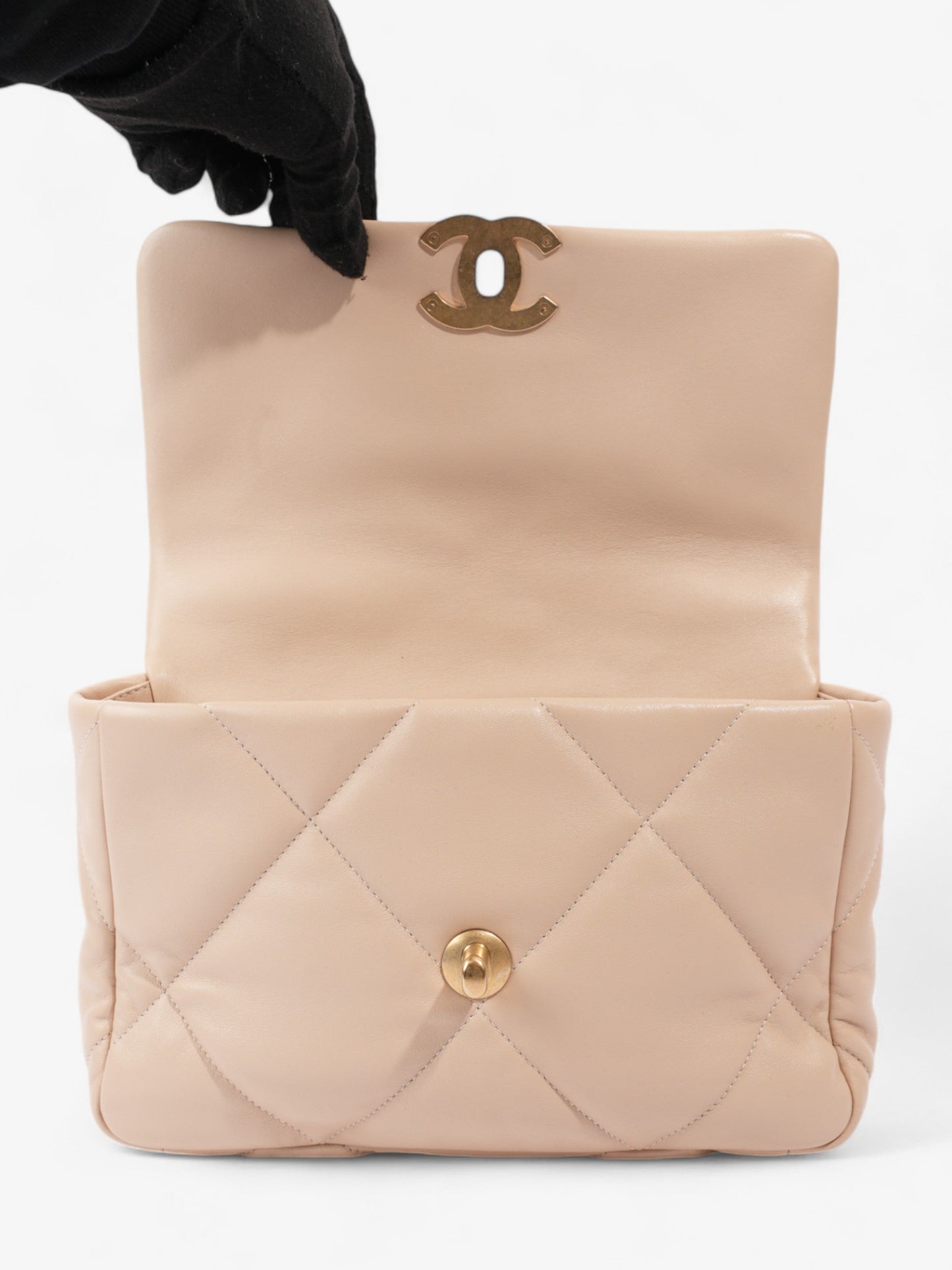 Chanel 19 Flap Beige Lambskin Leather Medium