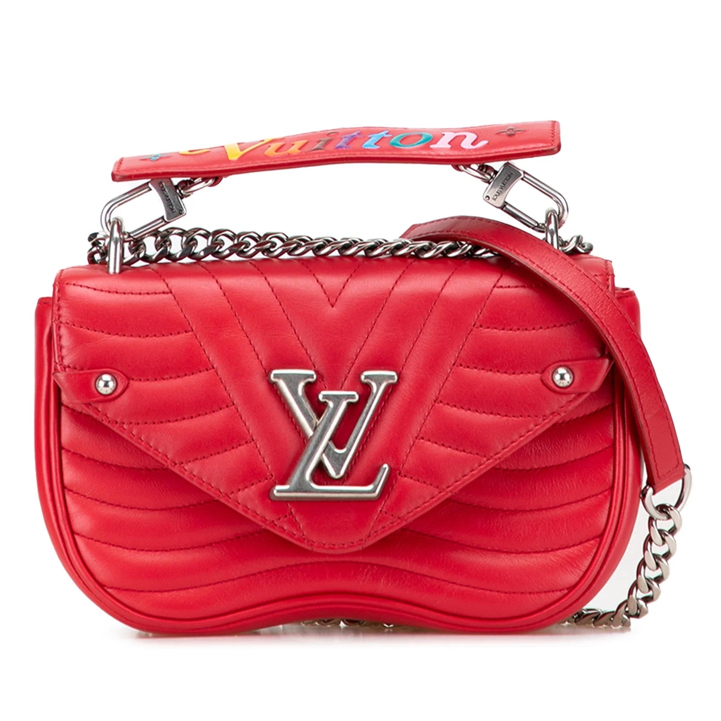 Red Louis Vuitton New Wave Chain Bag PM Satchel