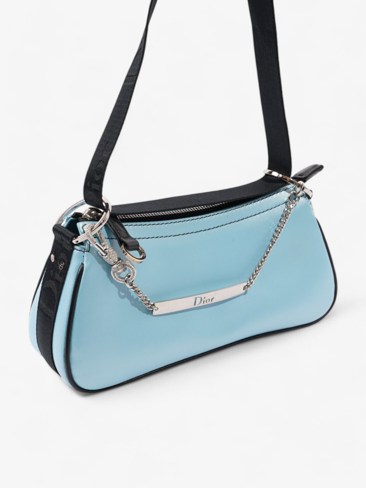 Christian Dior Hardcore Bag Light Blue / Black Coated Canvas Mini