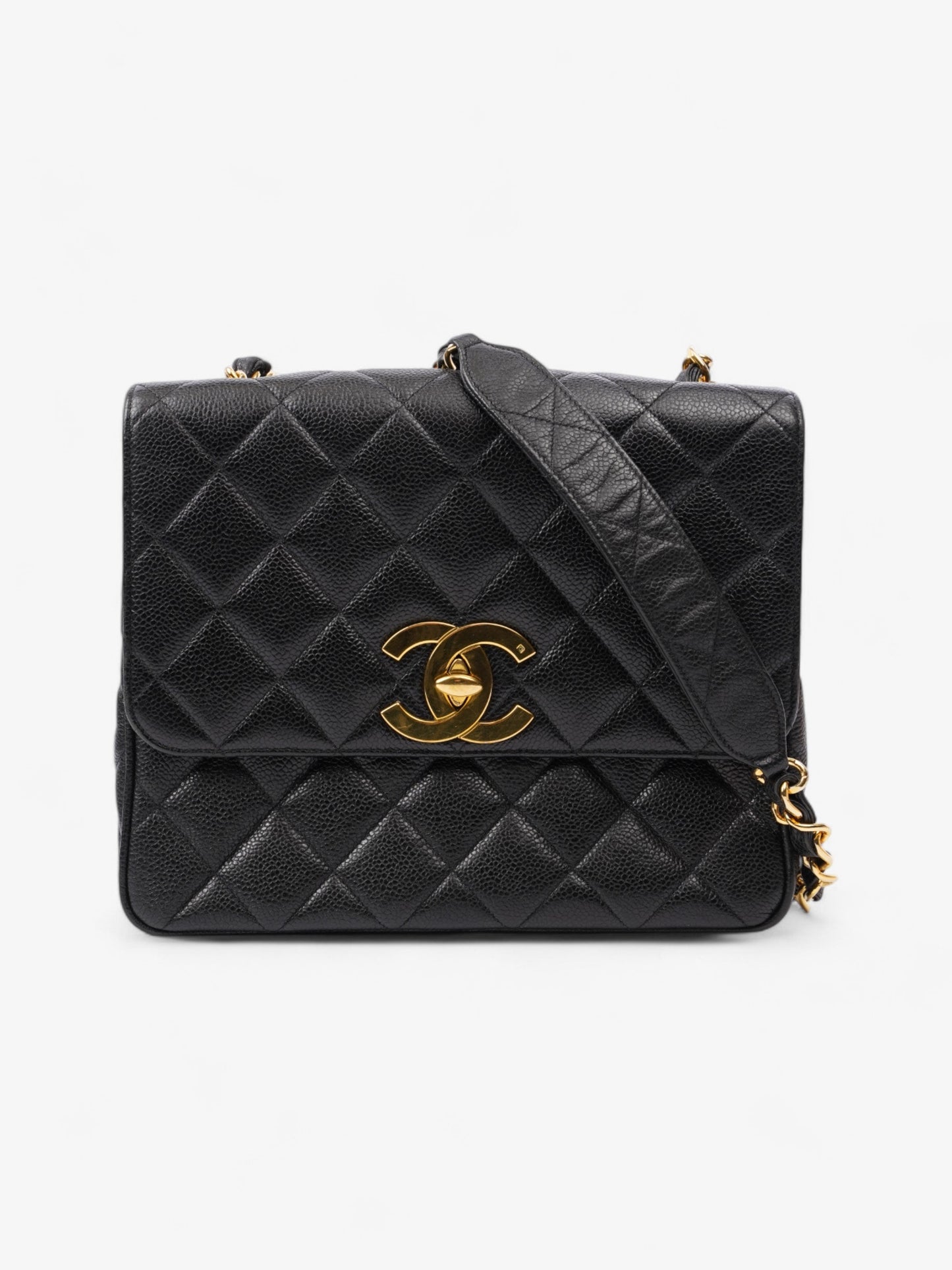 Chanel Square CC Flap Black Caviar Leather Large
