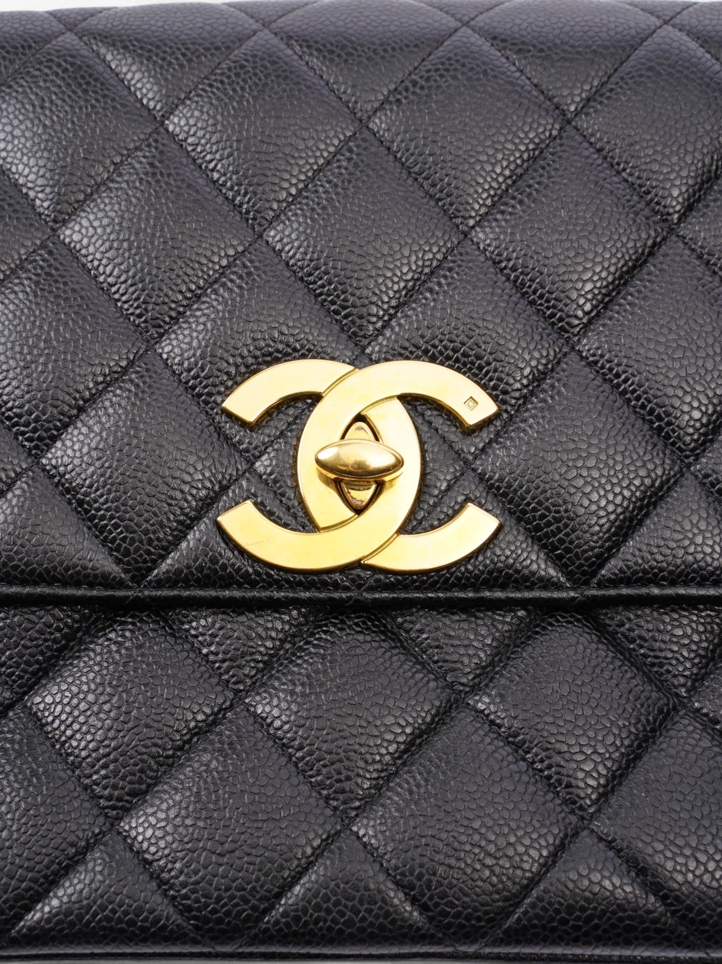 Chanel Square CC Flap Black Caviar Leather Large
