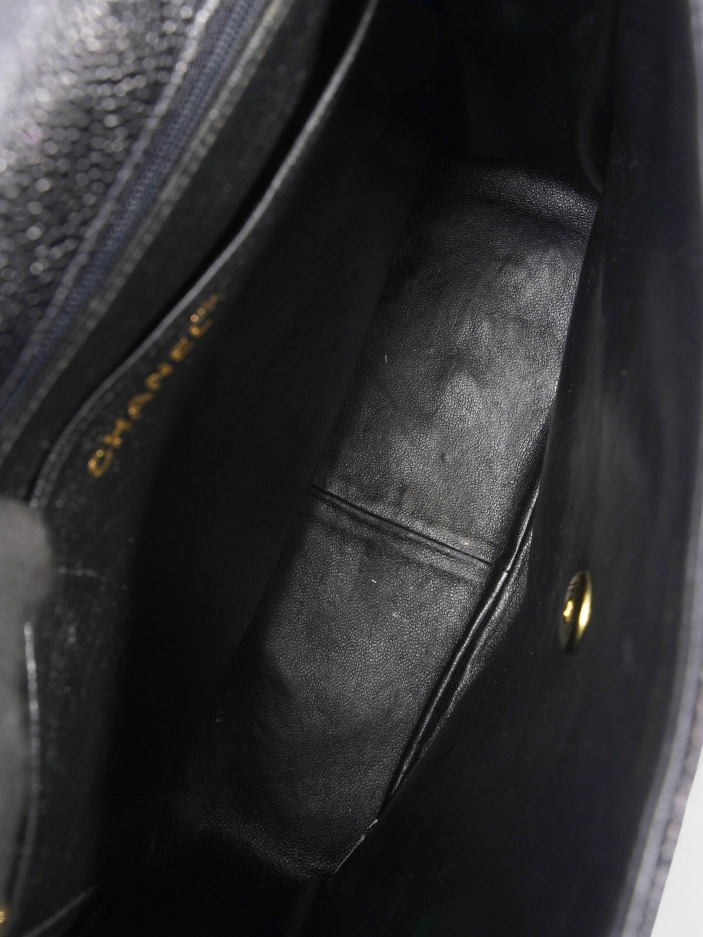 Chanel Square CC Flap Black Caviar Leather Large