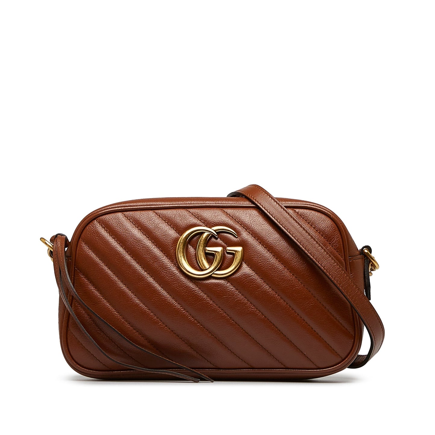 Gucci GG Marmont Brown Quilted Chain Crossbody