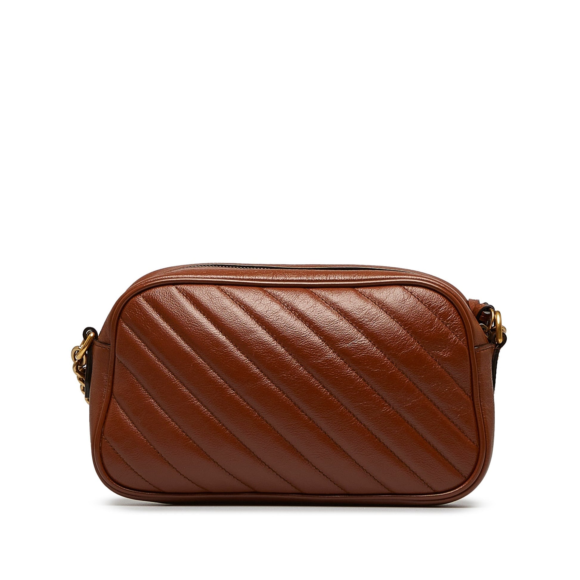 Gucci GG Marmont Brown Quilted Chain Crossbody