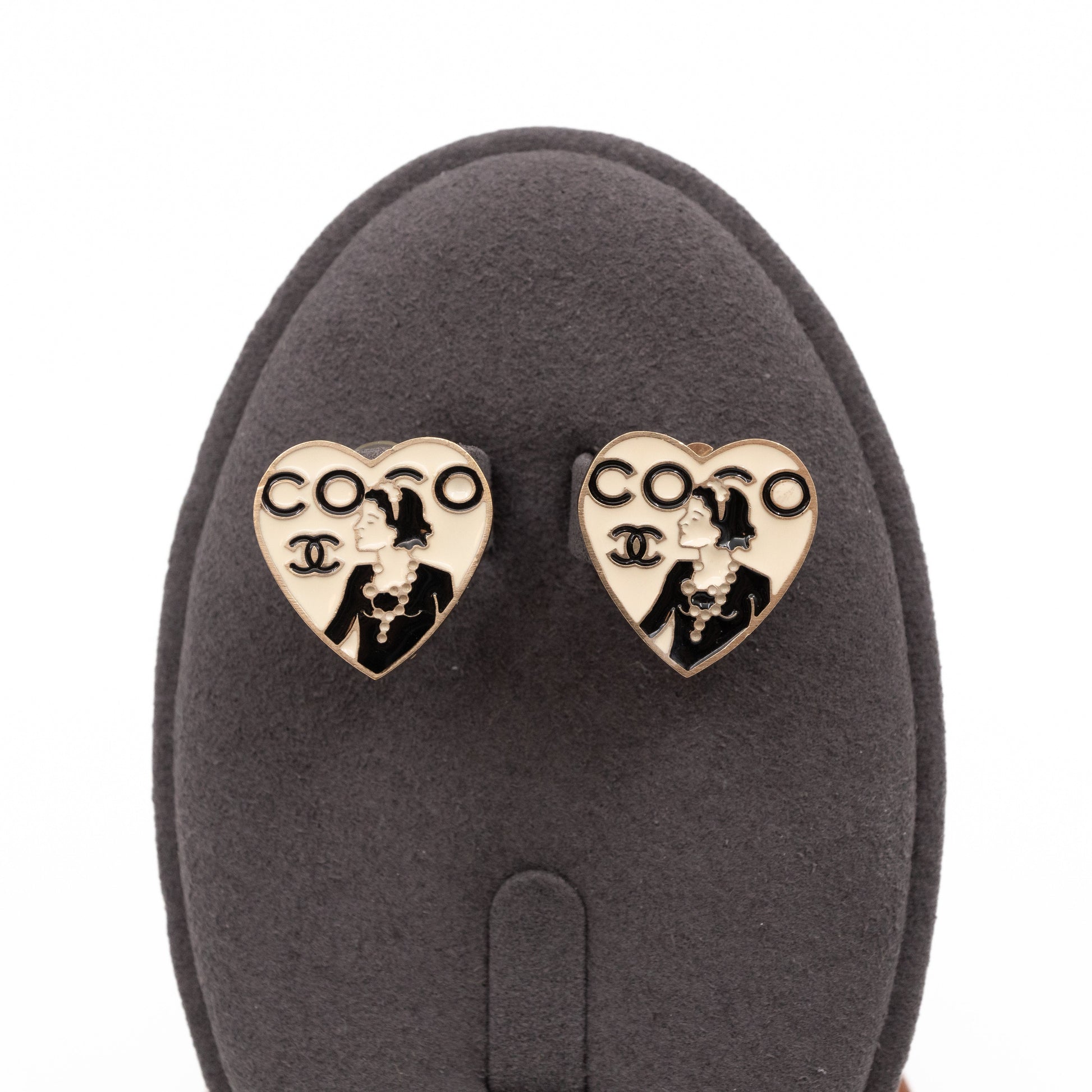Coco Chanel Portrait Black & White Heart Clips Handbag