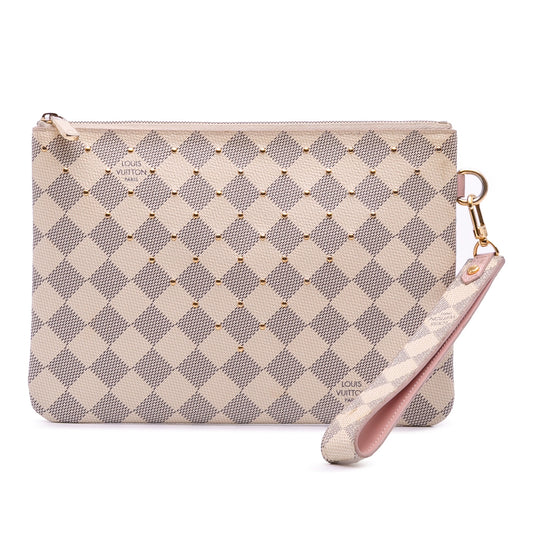 White Louis Vuitton Damier Azur City Pouch Clutch Bag