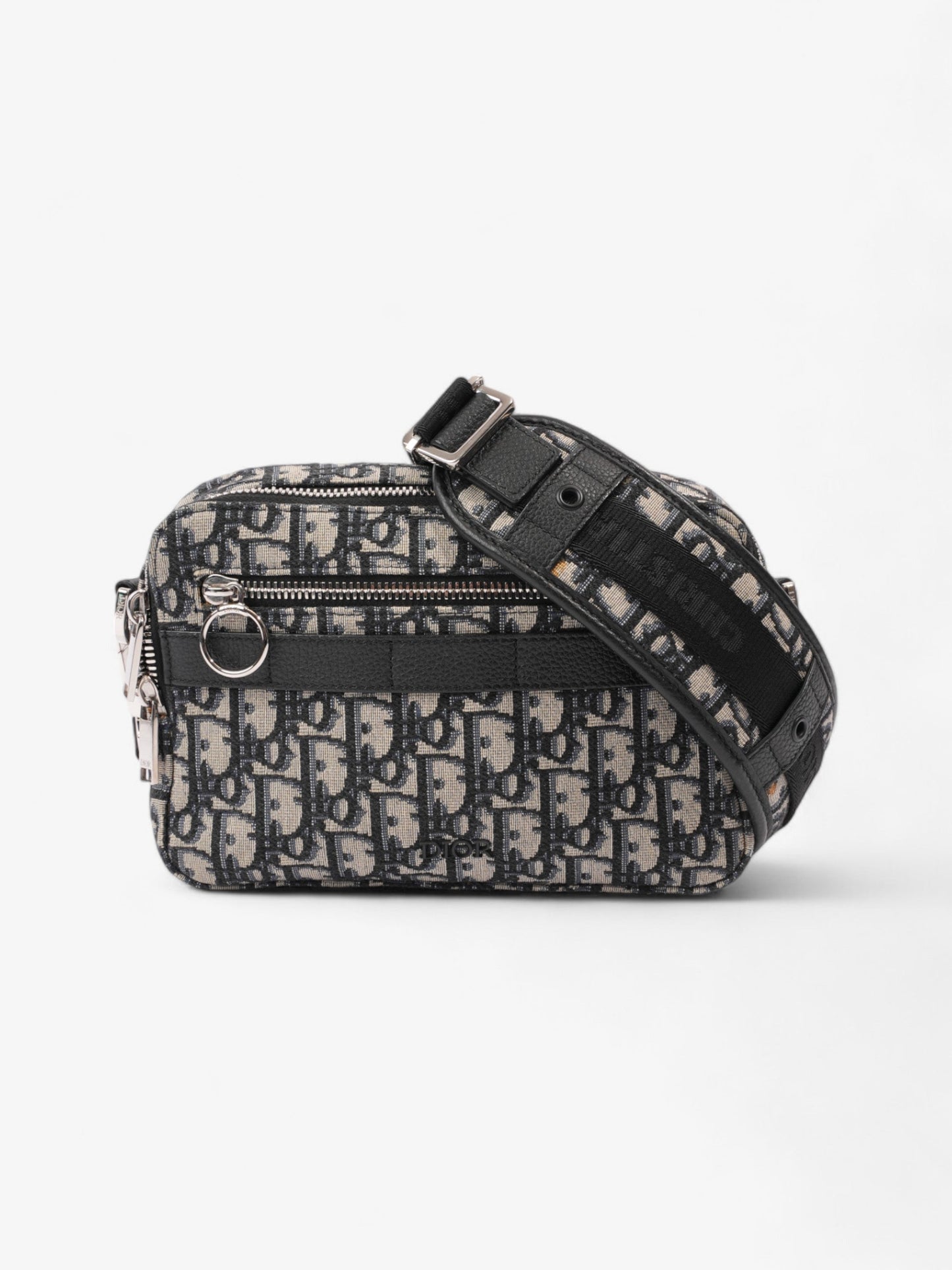 Christian Dior Safari Bag with Strap Black Oblique / Beige Cotton