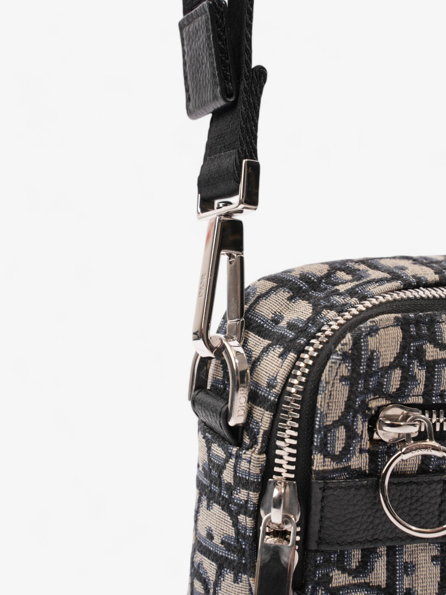 Christian Dior Safari Bag with Strap Black Oblique / Beige Cotton