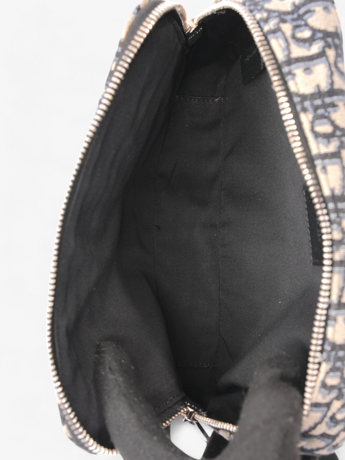 Christian Dior Safari Bag with Strap Black Oblique / Beige Cotton
