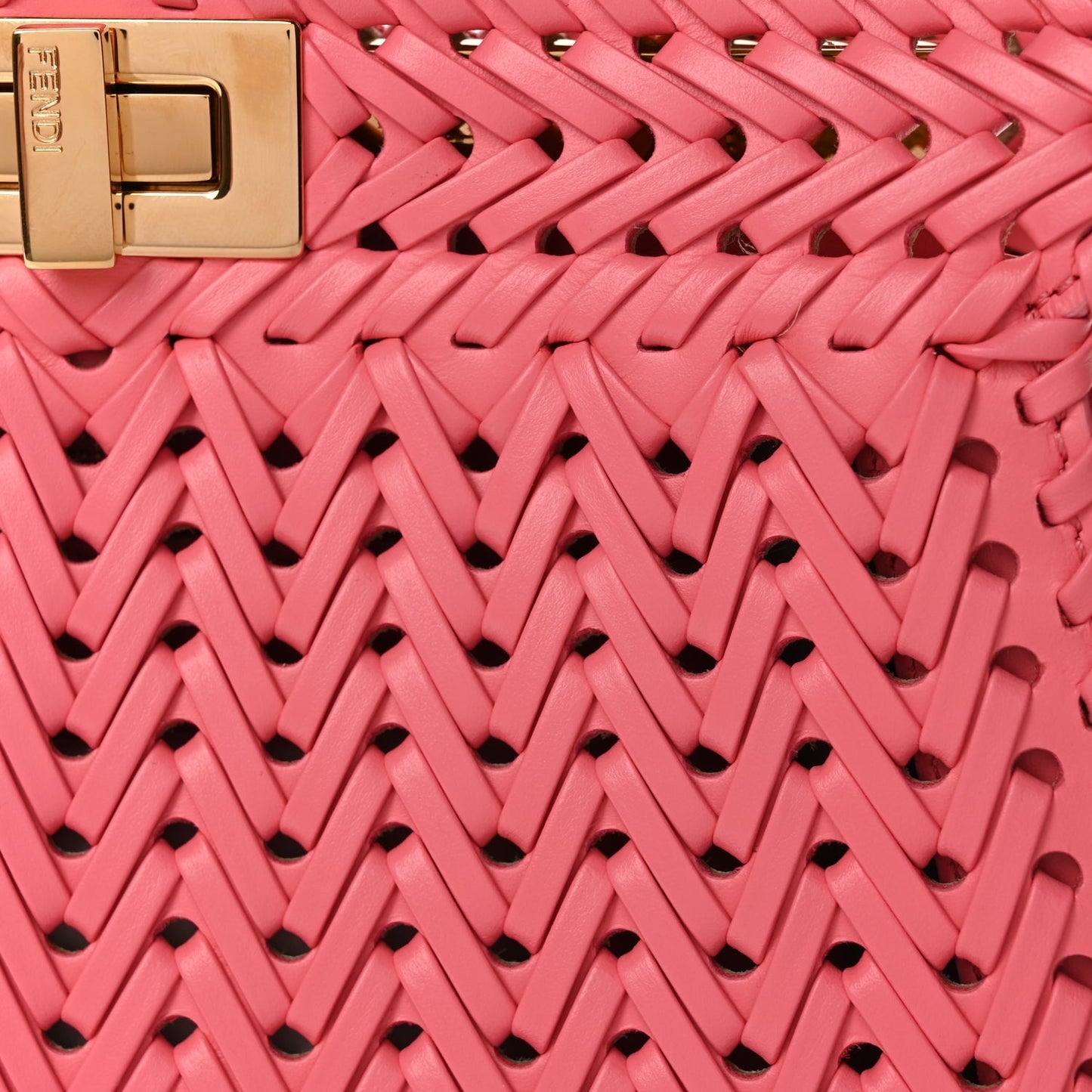 Fendi Vitello King Shiny Nappa Intreccio Small Peekaboo I SEE U Satchel Pink Dalia