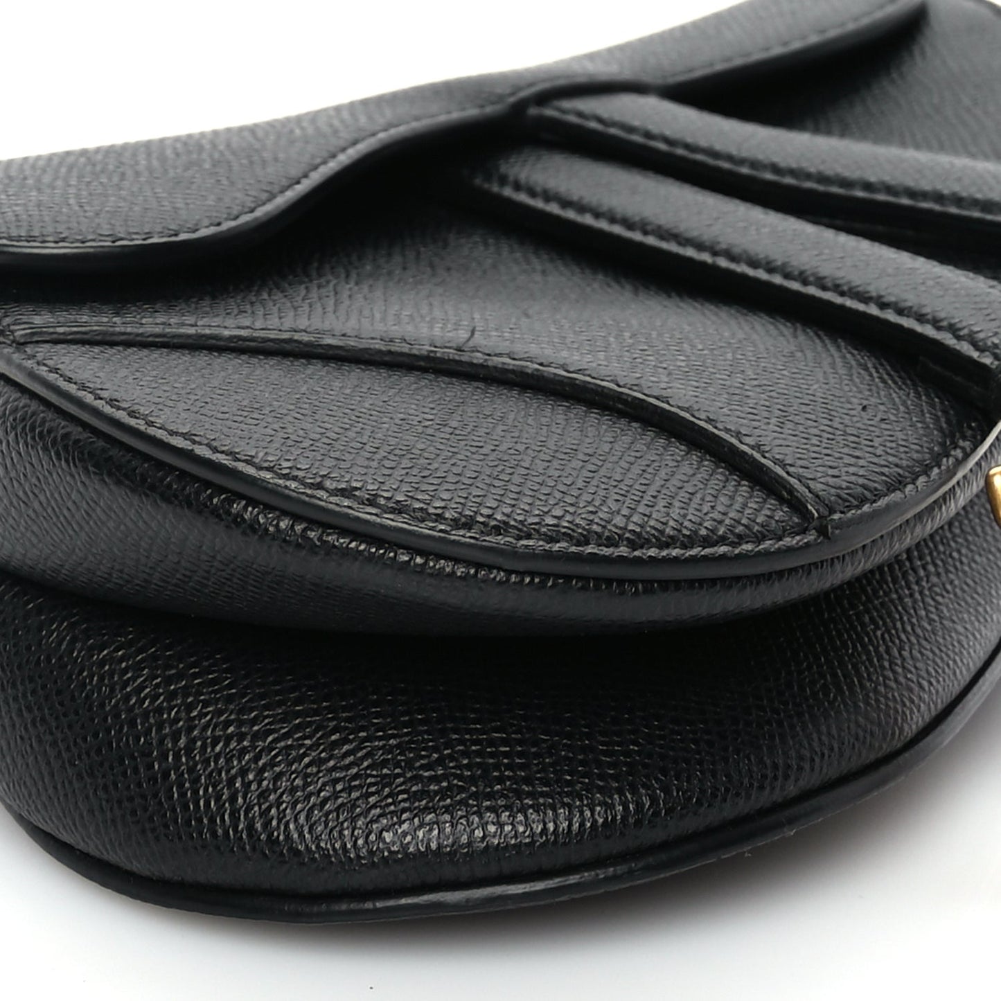 Christian Dior Grained Calfskin Mini Saddle Bag With Strap Black