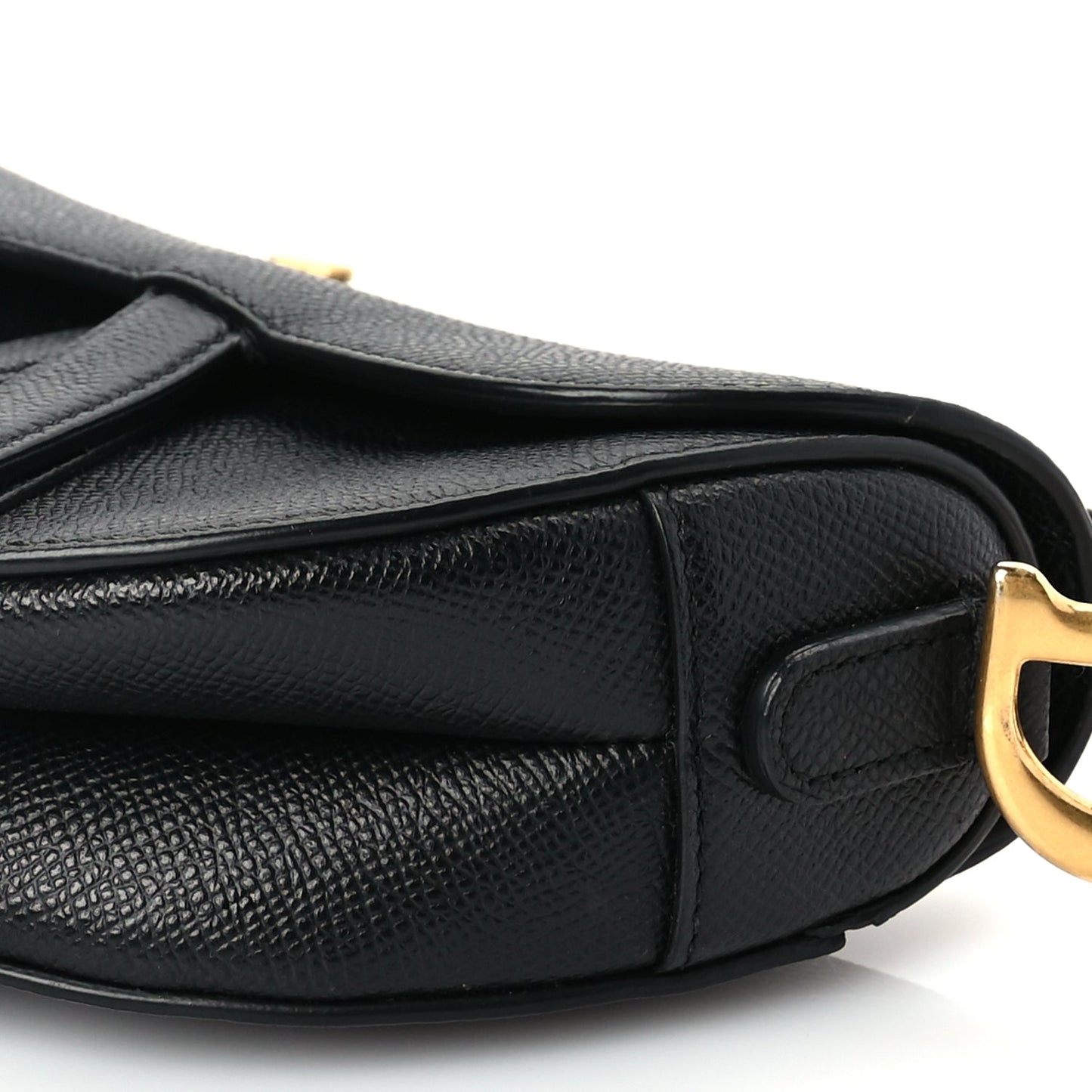 Christian Dior Grained Calfskin Mini Saddle Bag With Strap Black