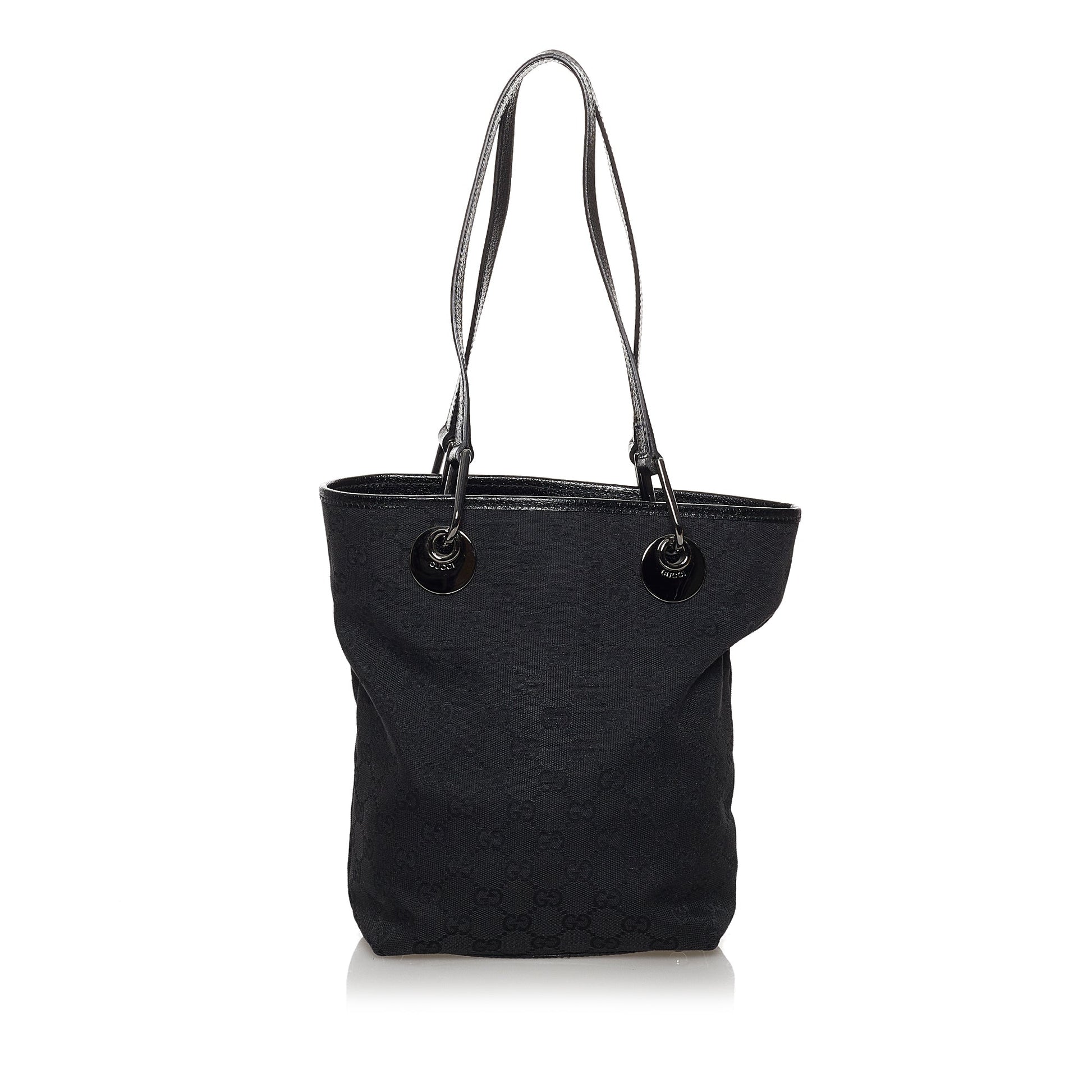 Gucci Black Leather Canvas Tote Style 32