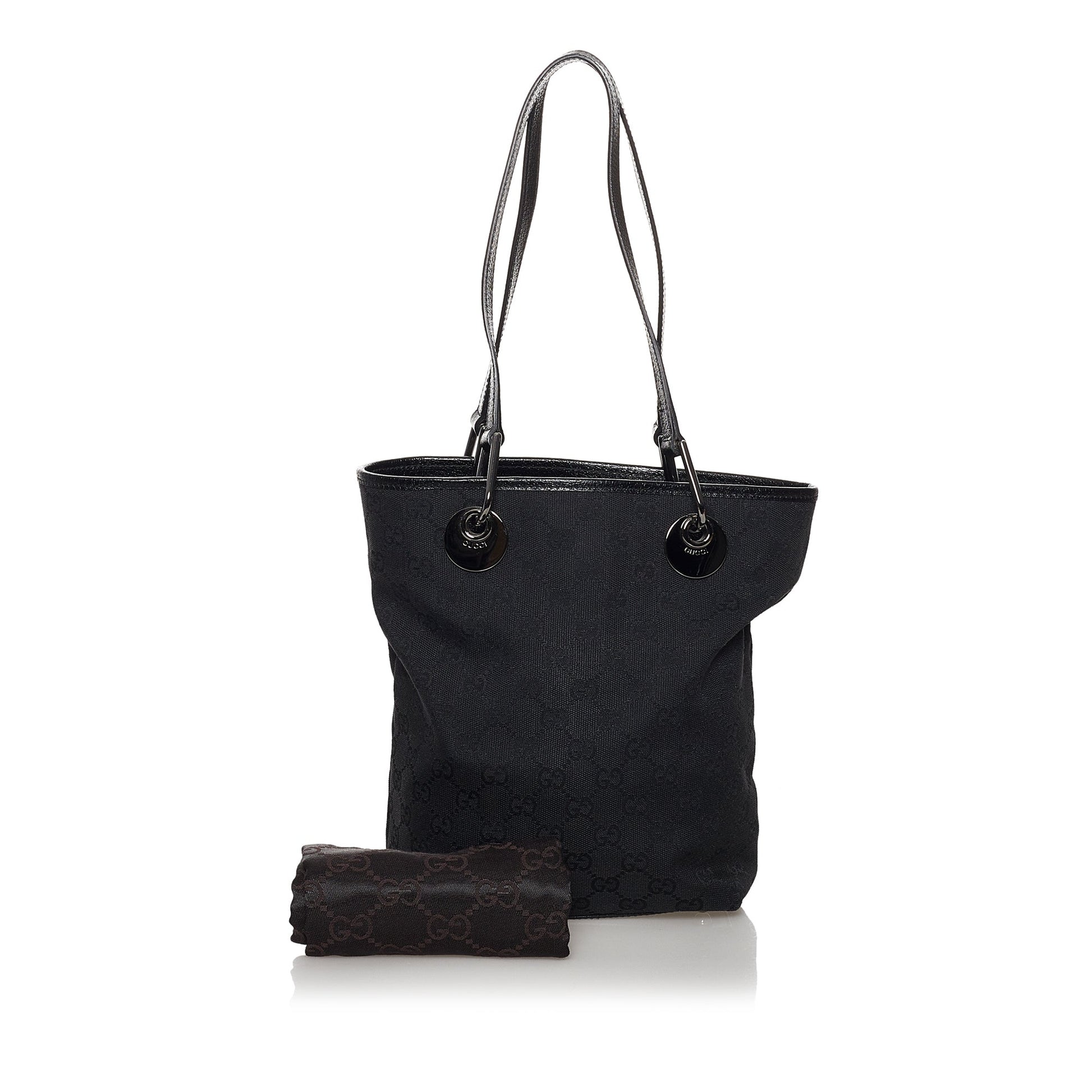 Gucci Black Leather Canvas Tote Style 32