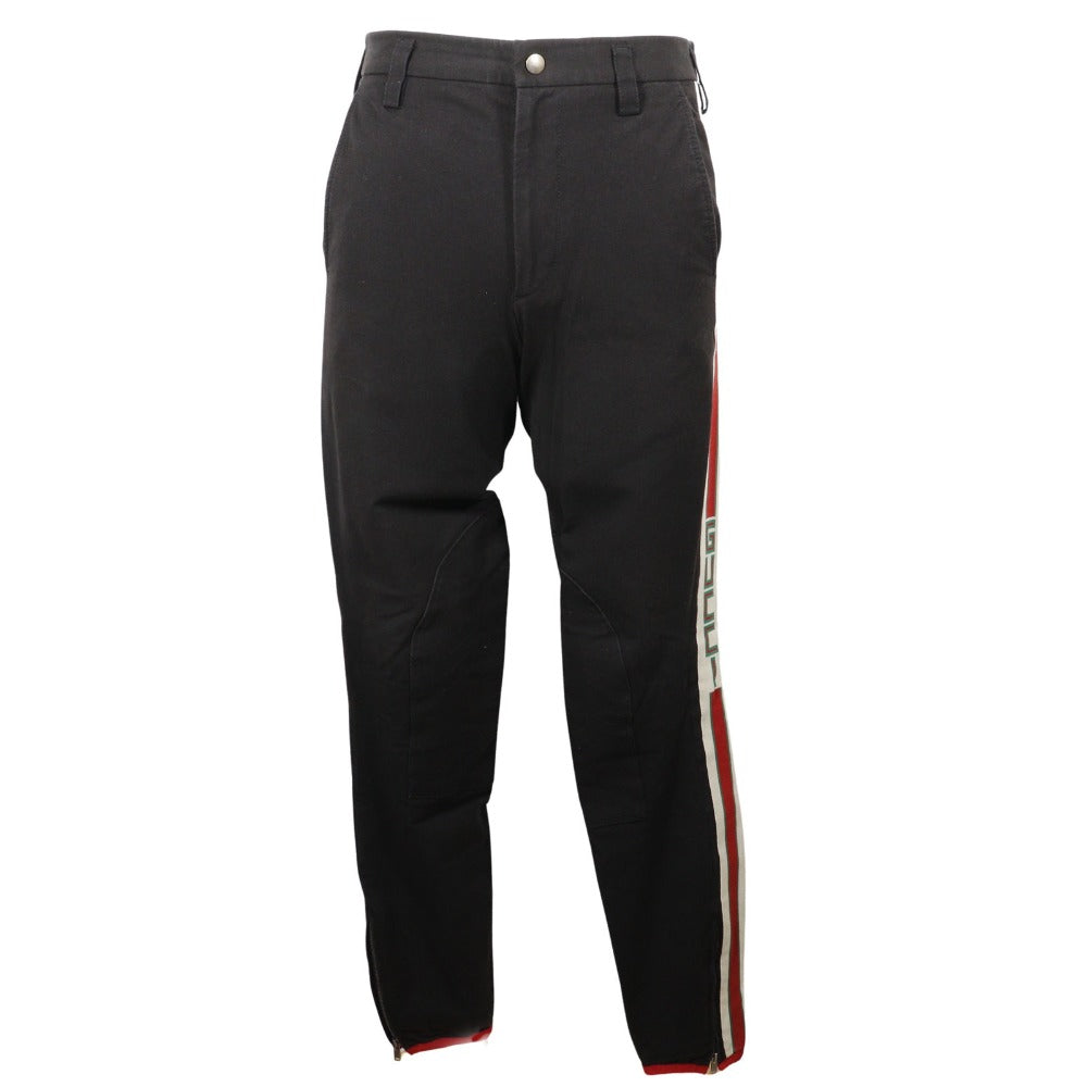 GUCCI Pants 495695 Cotton, Polyurethane black 18Stainless Steel Sideline gabardine stretch pants mens 46
