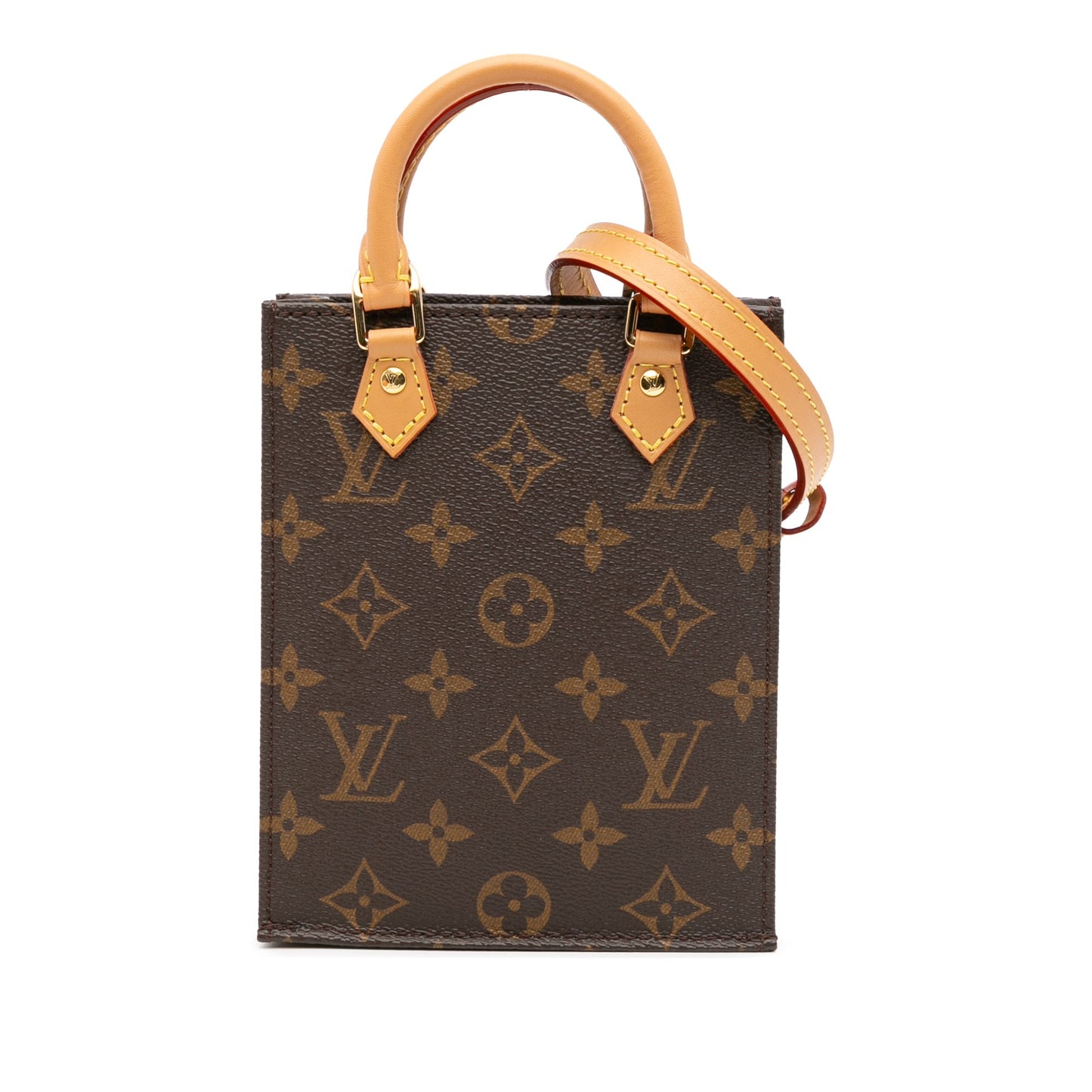 Brown Louis Vuitton Monogram Petit Sac Plat Satchel
