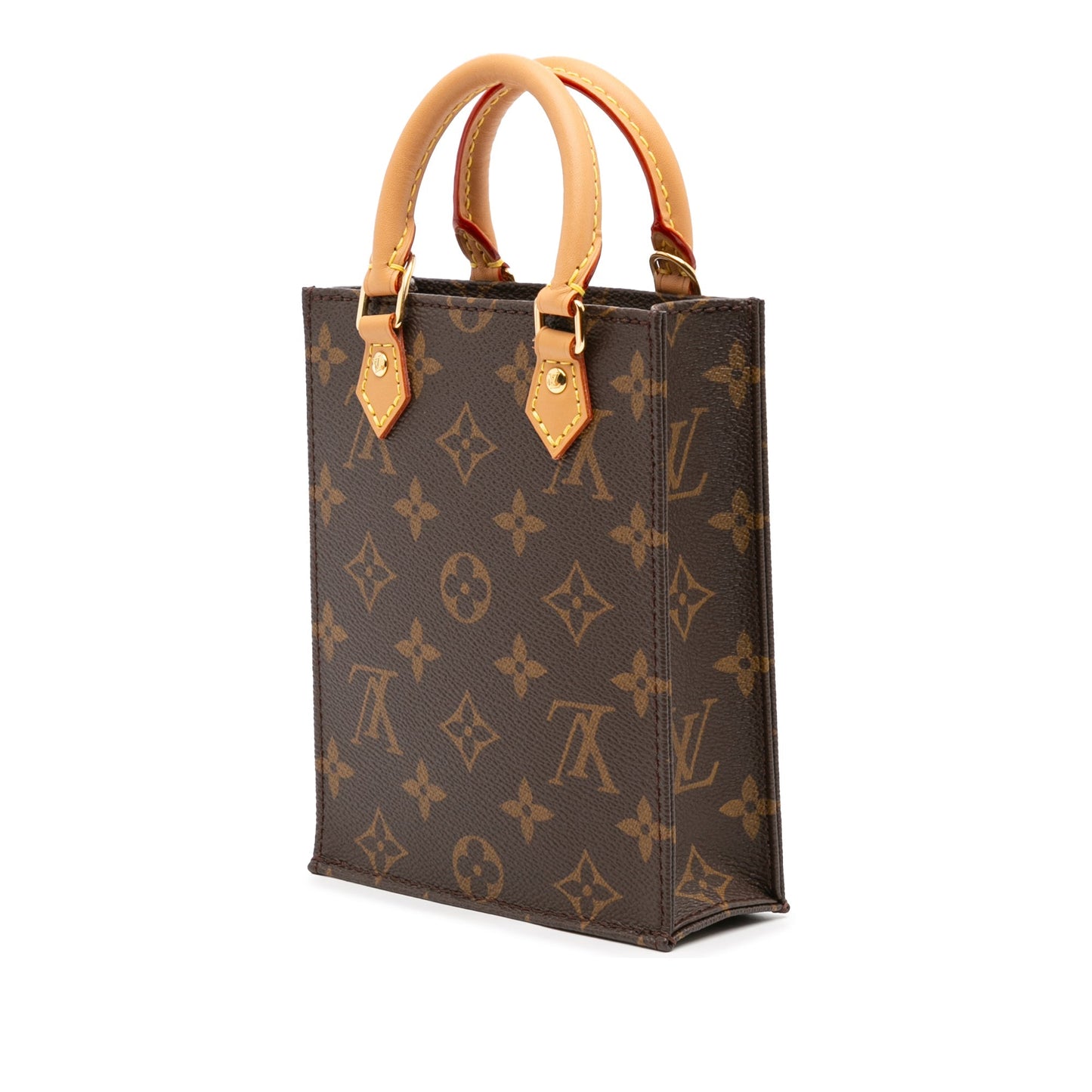 Brown Louis Vuitton Monogram Petit Sac Plat Satchel