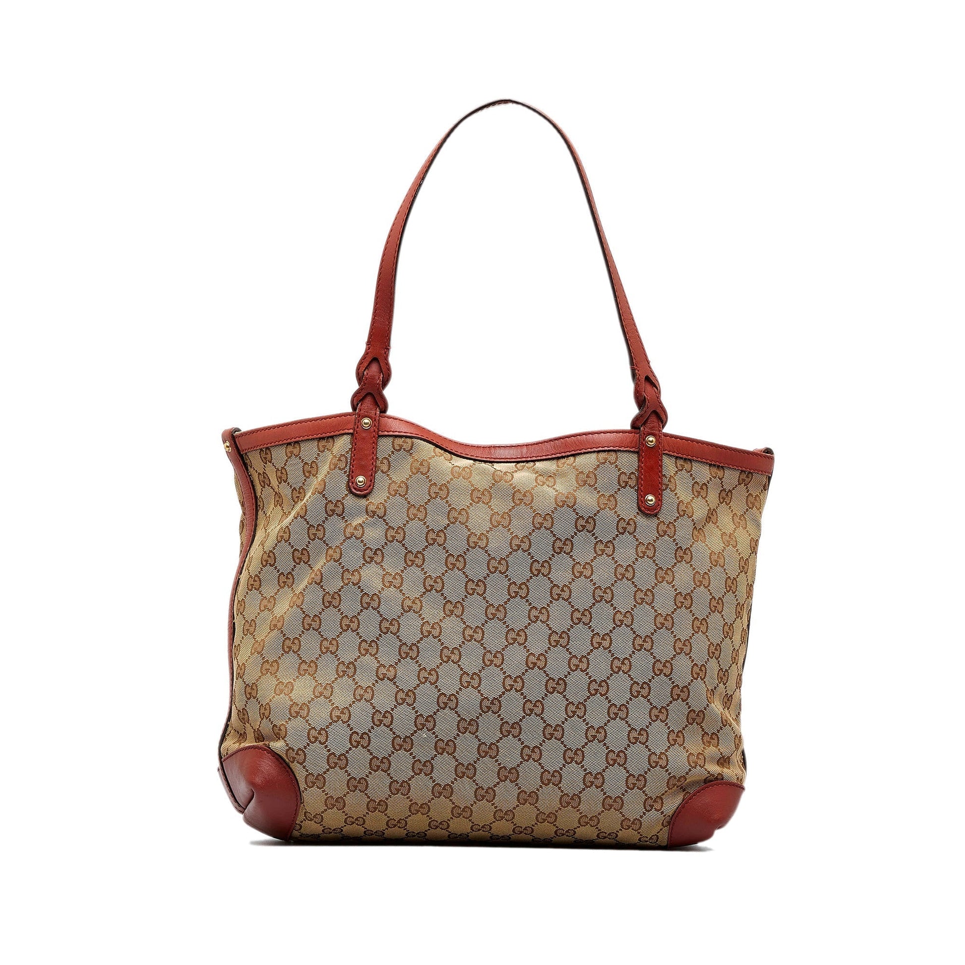Gucci Brown Leather Canvas Tote Style 28