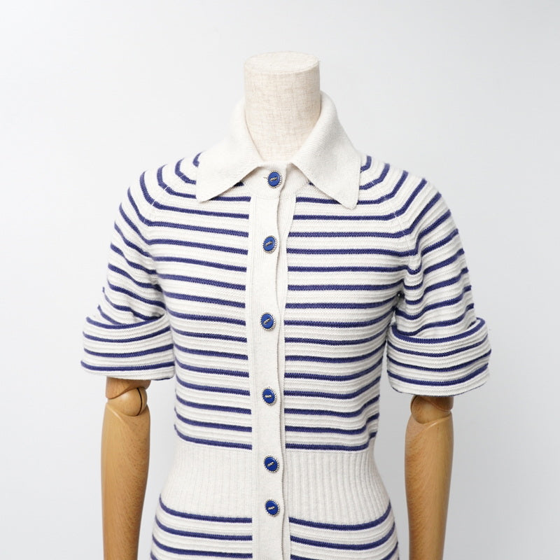 CHANEL one piece P51637 knit Off White / Navy Women 34