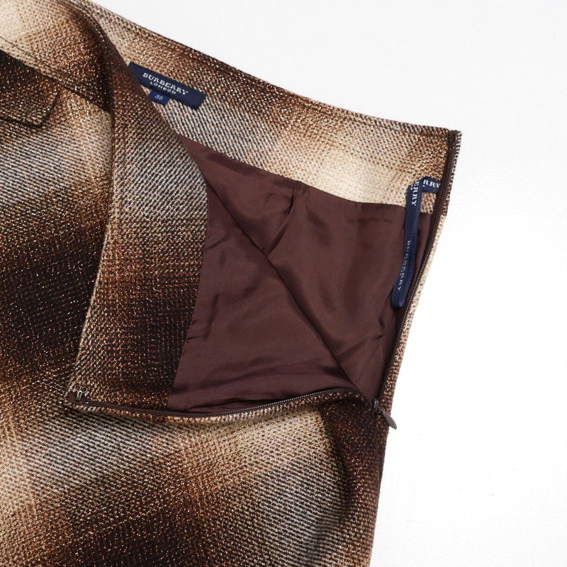 BURBERRY skirt FX366-863-55 wool Brown / Ivory Women 38