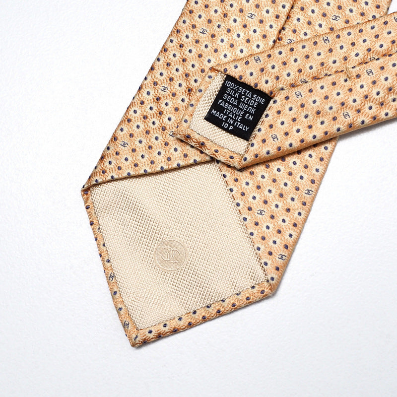 CHANEL tie 100% silk Yellow / orange mens