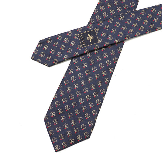 GUCCI tie silk Navy 148x3.1" mens