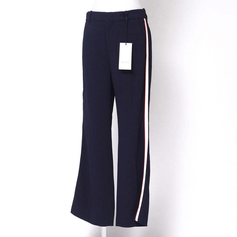 GUCCI Pants 524709 97% rayon, 3% polyurethane Navy/White x Bordeaux Women 42