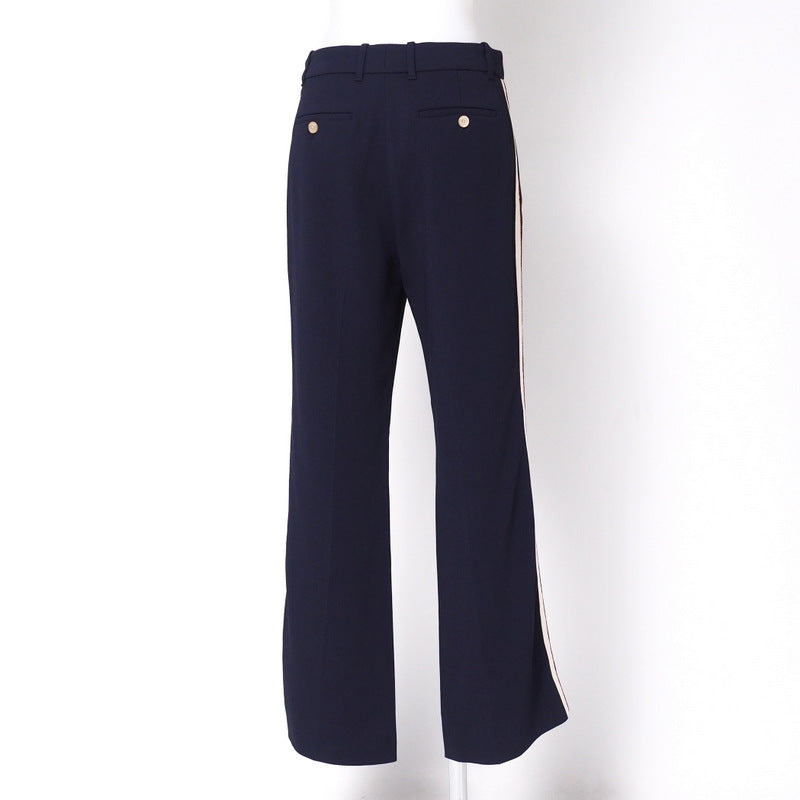 GUCCI Pants 524709 97% rayon, 3% polyurethane Navy/White x Bordeaux Women 42