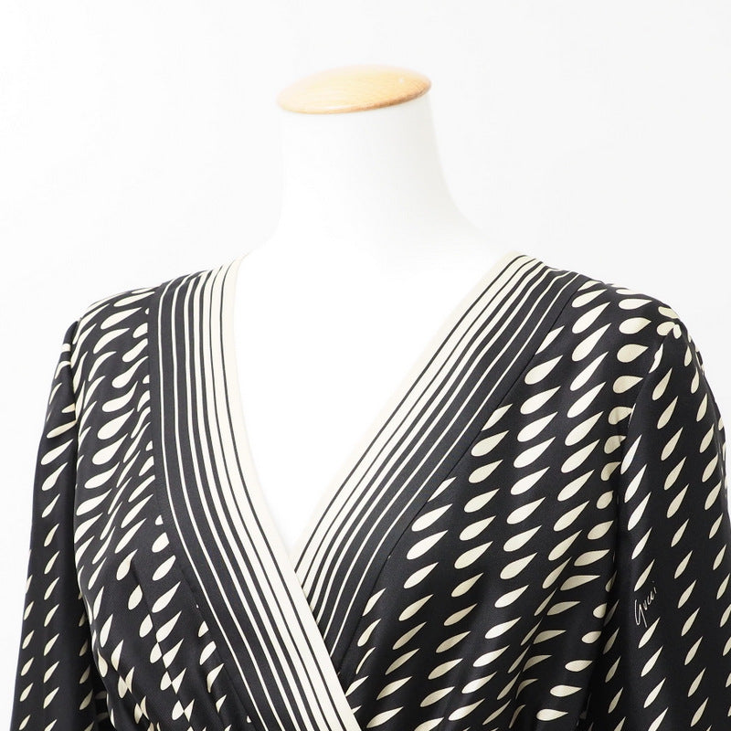 GUCCI one piece 643440 silk Black x Ivory 42?170/92Y?