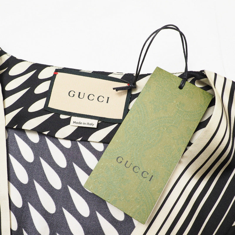 GUCCI one piece 643440 silk Black x Ivory 42?170/92Y?