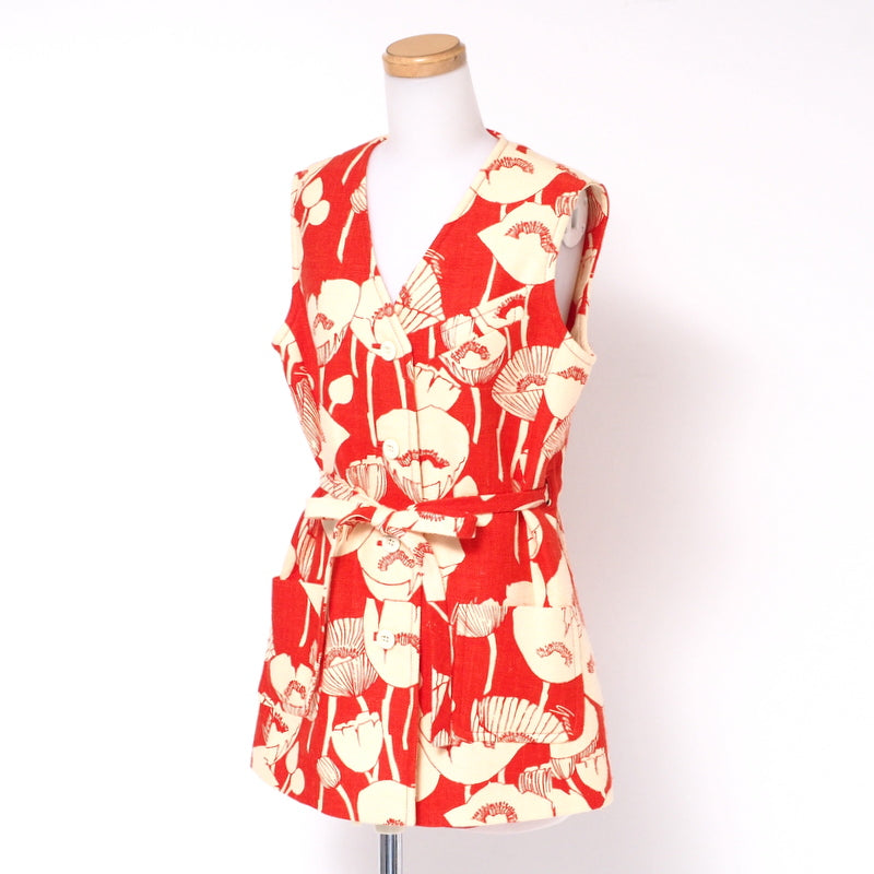 GUCCI Vest 652265 silk Red / beige Women 38