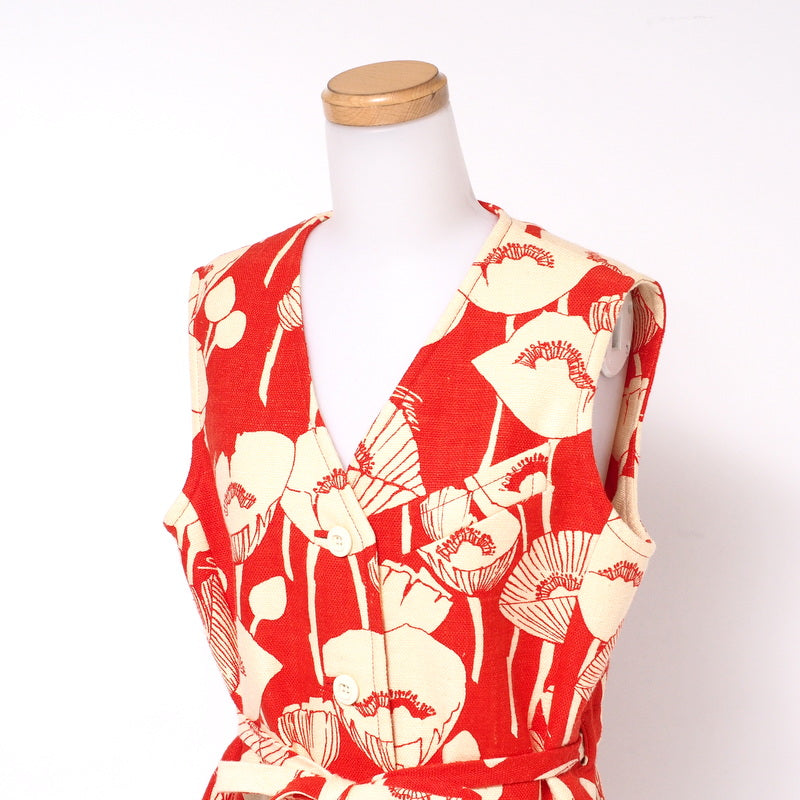 GUCCI Vest 652265 silk Red / beige Women 38