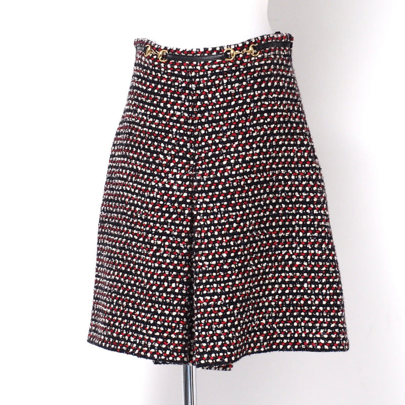 GUCCI skirt 543438 tweed Red x Navy x Black x White Women 42